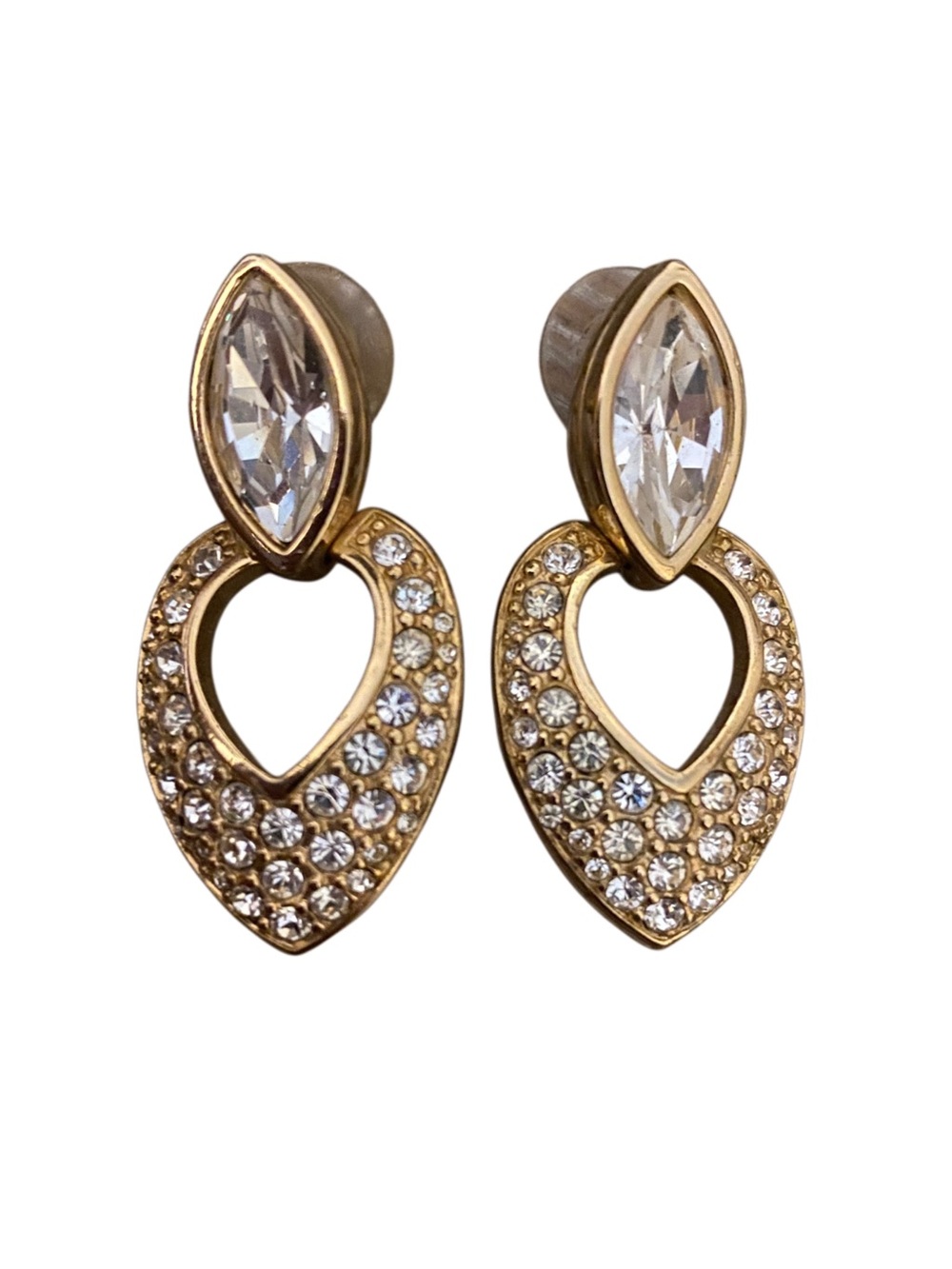Vintage Swarovski Gold-plated Door Knocker Earrings